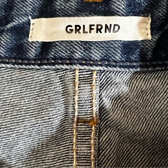 GRLFRND Cindy Button Fly Raw Hem High Rise Cut Off Denim Jean Shorts side slits - Picture 11 of 14